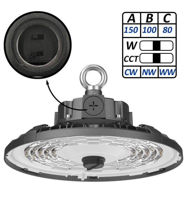 Campana Industrial LED 150W-100W-80W - UFO FRANCE - SAMSUNG CHIP 2835 - CCT - 60º - 90º