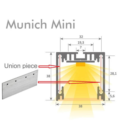 Pletina unión en aluminio - Luminaria Lineal - Munich Mini y Moscú Mini