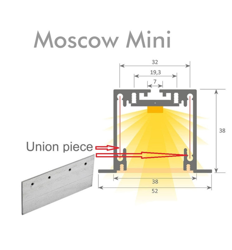 Pletina unión en aluminio - Luminaria Lineal - Munich Mini y Moscú Mini